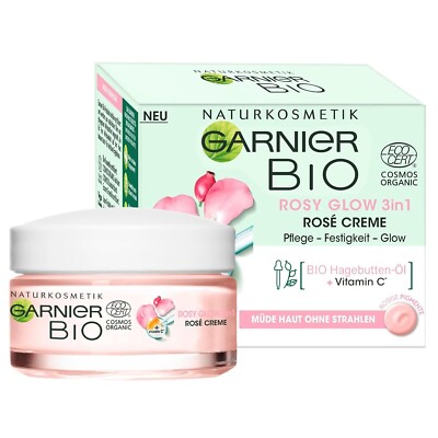   Garnier Bio Rosy Glow Gesichtscreme Rose Gesichtspflege Creme 50ml  