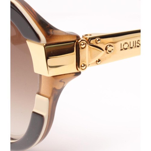 Occhiali da sole Louis Vuitton Z0487E occhio di gatto Petit Spucson marrone montatura oro usati - Foto 9 di 11