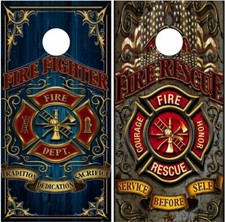 Firefighter Rescue LAMINATED Cornhole Wrap Bag Toss Skin Decal