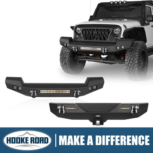 Hooke Road Full Width Front Bumper or Rear Bumper Fit Jeep Wrangler JK 2007-2018