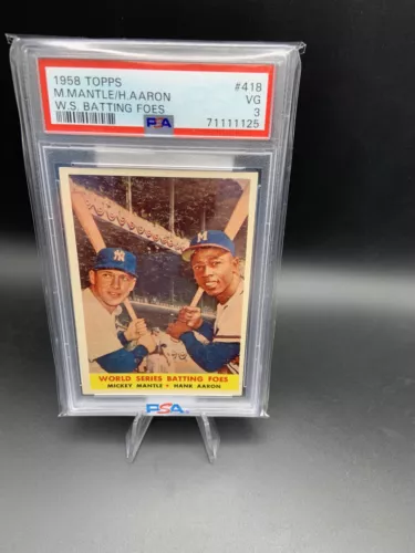 1958 Topps MICKEY MANTLE/HANK AARON PSA 3 WS BATTING FOES also EBAY AUTHENTIC