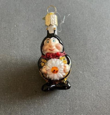 Bumblebee glass ornament. 3", perfect condition, tag marked OWC