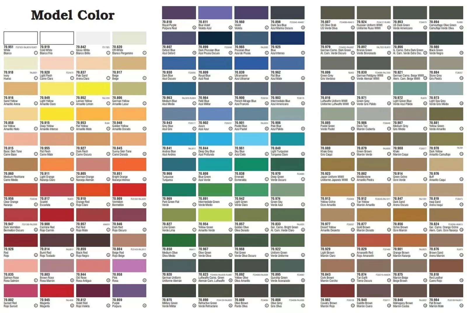Vallejo Model Color Acrylic Hobby Paints / Mediums / Glazes: