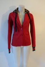 Nwt Women Miller Wendt Red Leopard Hood Web Cuffs Sloane Blazer Jacket Xs *