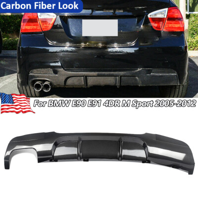 MP Style Carbon Look Rear Diffuser Bumper Lip For BMW E90 Sedan 325i 330i M Tech
