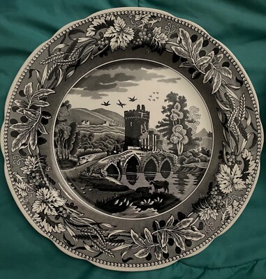 Spode Archive dinner plate Black White Lucano Zoo Water Buffalo 10.5''