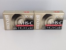 Lot of 2 Maxell TC-30 VHS-C HGX-Gold Premium High Grade Video Tapes - New