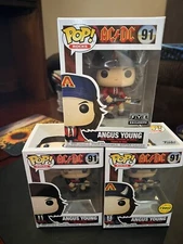 Funko Pop Rocks AC/DC Angus Young #91 Chase, FYE and Angus Young Funko all 3 New