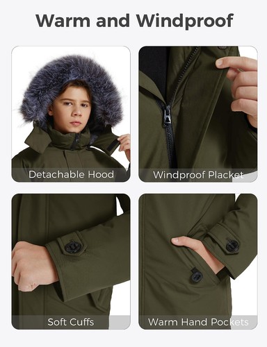 Chaqueta acolchada de invierno para niños Wantdo abrigo cálido grueso impermeable abrigo cálido - Imagen 12 de 62