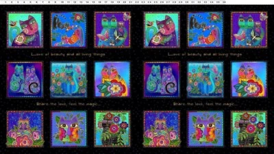 Laurel Burch***FANTASTICATS*** Y4339-3M ~ PANEL - Total of 18 squares
