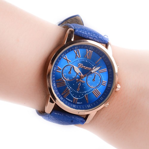 Ladies Fashion Geneva Platinum Range Rose Gold Quartz Leather Band Wristwatch. - Picture 8 of 29