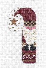 SP.ORDER Burgundy Santa MED. Candy Cane HP Needlepoint Canvas by WTP from Danji