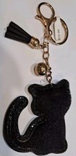 black cat keychain black Plush Rhinestone Purse Handbag Jewelry