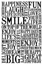 Really Great Stencils, Positive Words, 6" x 9", Background, Layering, Enjoy Life