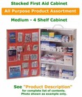 First Aid Kit (Cabinet) –  Stocked – All Purpose Fill – 4 Shelf with Pockets