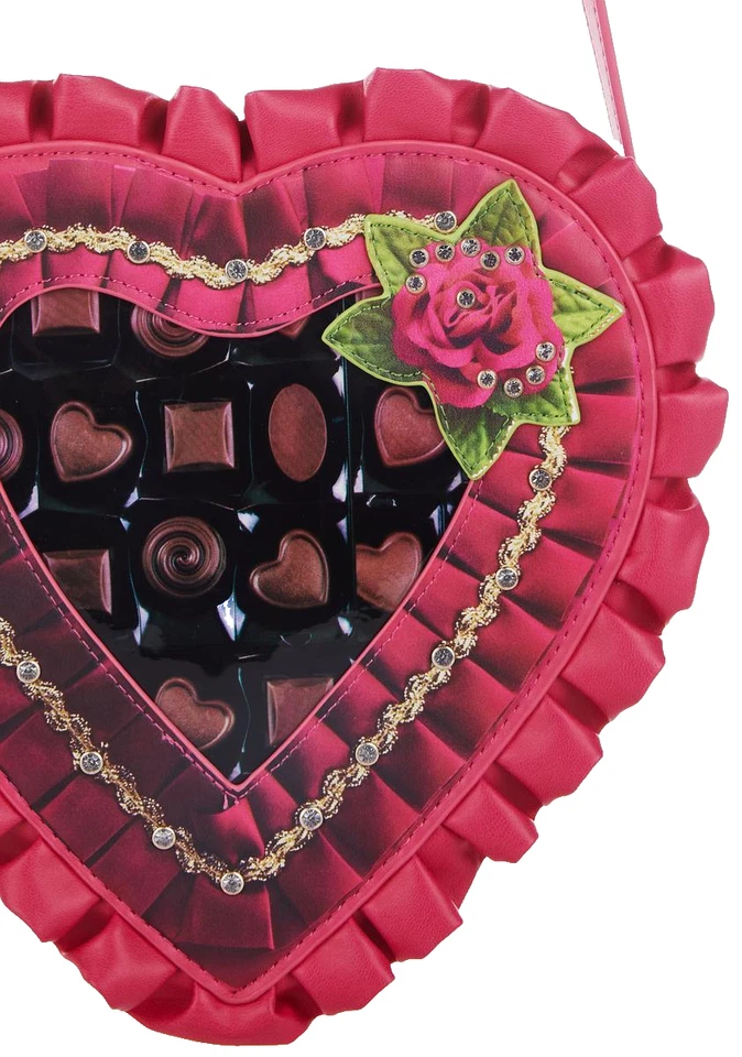 Bolso Bandolera Betsey Johnson Rosa Corazón Caja de Chocolate Día de San Valentín Foto 2 de 4