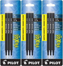 Gel Black Ink Refills Frixion Erasable Gel Ink Pen 0.7Mm Fine Point 3 Pk 9 total