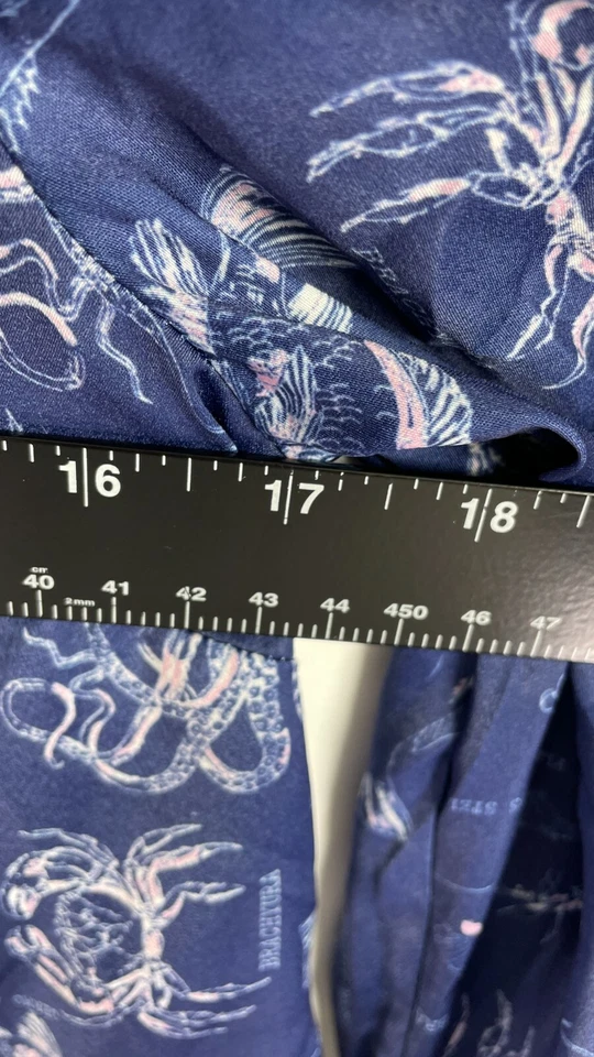 Modcloth Women's Peasant Top Blue Aquatic Print Fish Ruffled 3/4 Sleeve Size S.  - Image 3 of 4