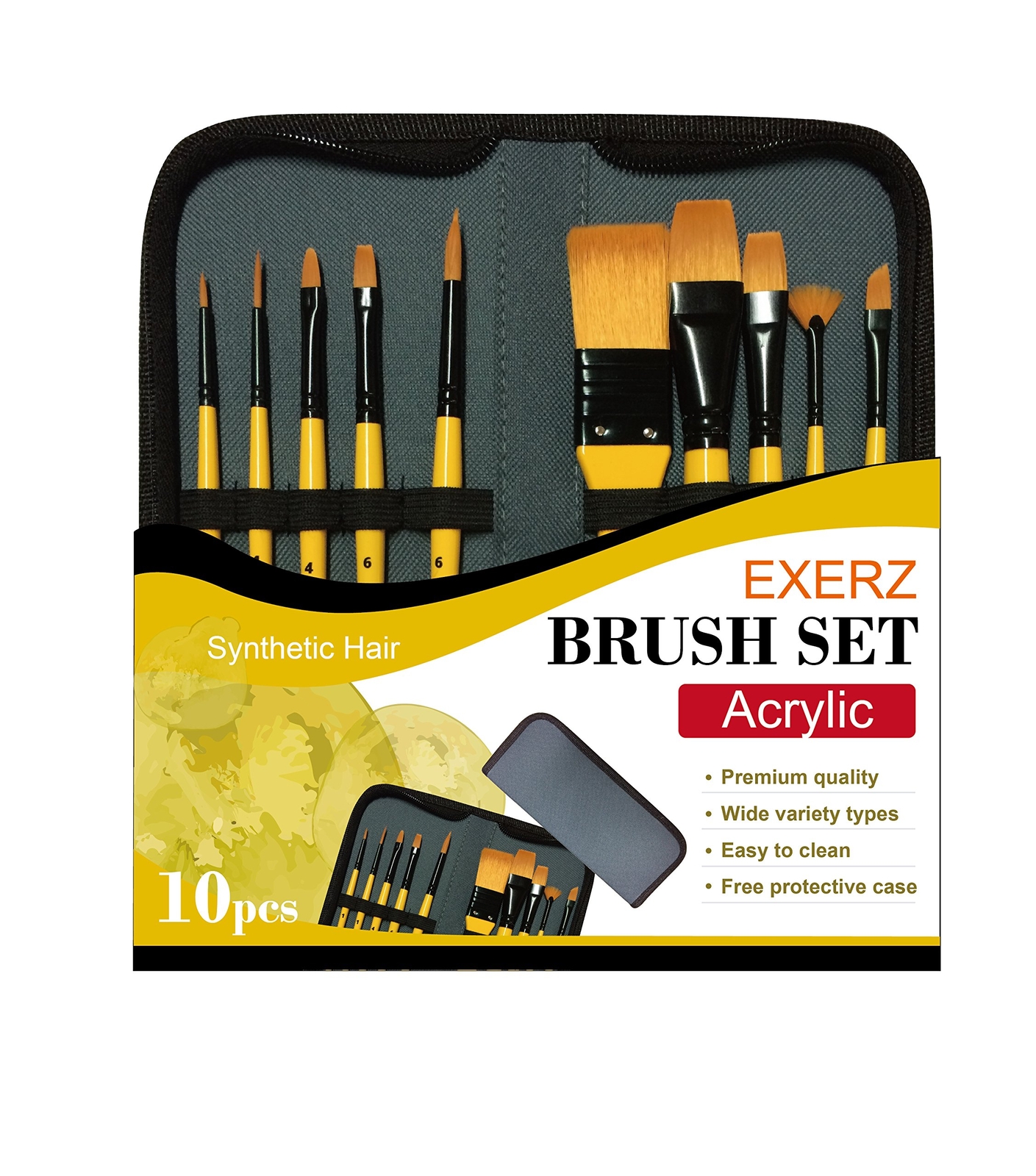 Exerz JH024 Set di pennelli per pittori - 10 pennelli professiona