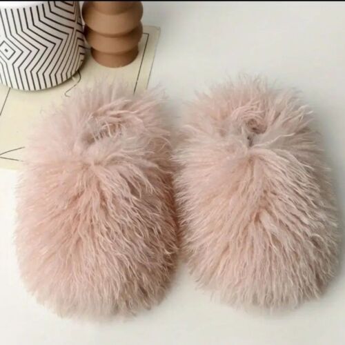 NWOB Women's Fluffy Pink Slippers Size 6.5-7 Platform Non-slip Comfy Cozy