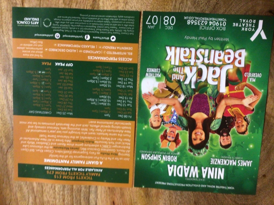 YORK THEATRE ROYAL PANTOMIME FLYERS 2023/24 x 2