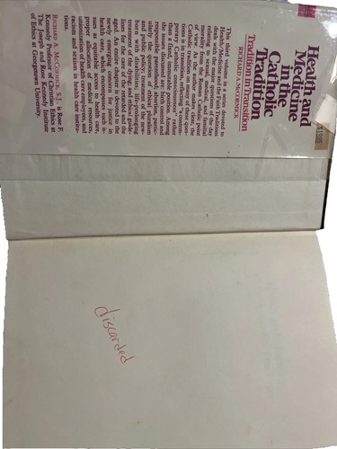 HEALTH AND MEDICINE IN THE CATHOLIC TRADITION by Richard A. McCormick - 1987 - Picture 3 of 4