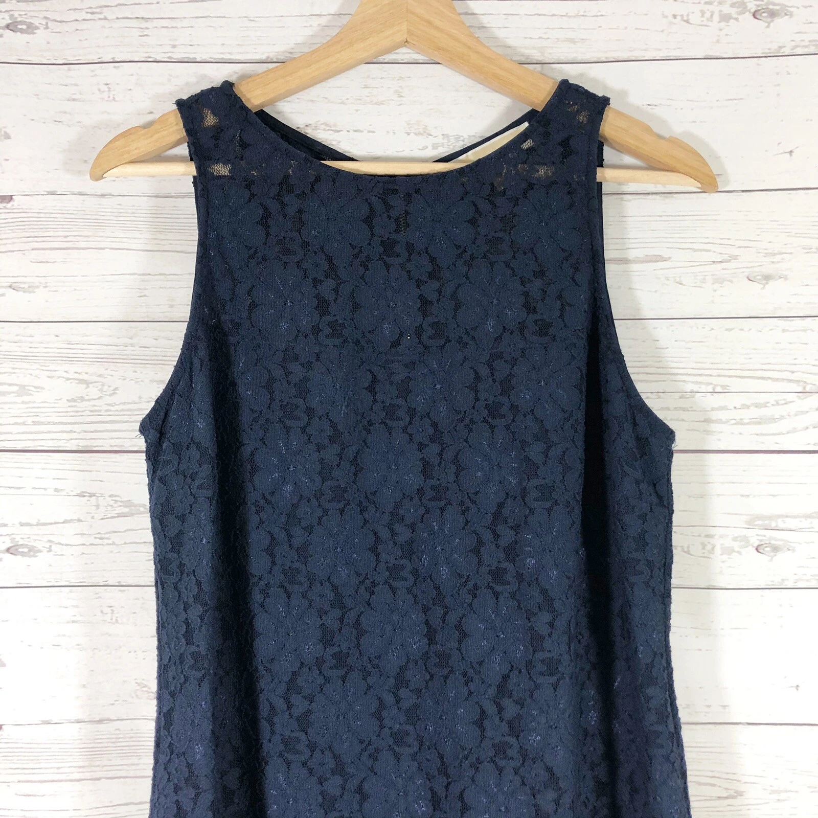 Abito tubino Michael Kors pizzo floreale senza maniche blu navy taglia 8 nuovo senza etichette