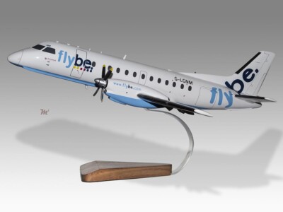 Saab 340B Flybe Loganair G-LGNM Desk Wood Airplane New Model Large Scale 1/48