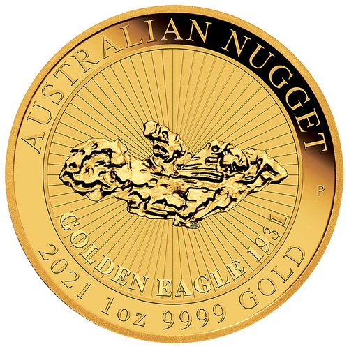 1 oz $100 Australia Gold Coin Australian Nugget - Golden Eagle 2021 BU