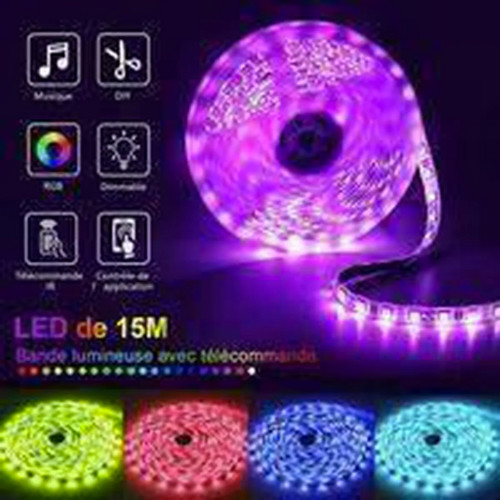 Bande LED 15m Bluetooth avec Contrôle Application Smartphone RGB