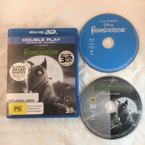 Frankenweenie Blu-ray 3D 2 Disc RegionA B C Bluray Blu ray USED TRACK Tim Burton