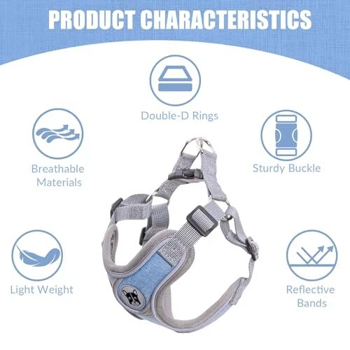 Dog Harness with Leash Set, No S (Neck 14.7-17.8'' Chest 17.0-21.7'') Blue Dog Harness with Leash Set, No S (Neck 14.7-17.8'' Chest 17.0-21.7'') Blue