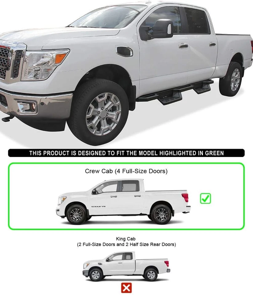 Stainless Steel 6.5in Nerf Bars Pocket Steps For 04-25 Nissan Titan Crew Cab - Image 3 of 4