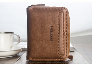 2021 Fashion Men's Leather Business Wallet With Coins Pocket Zipper Purse