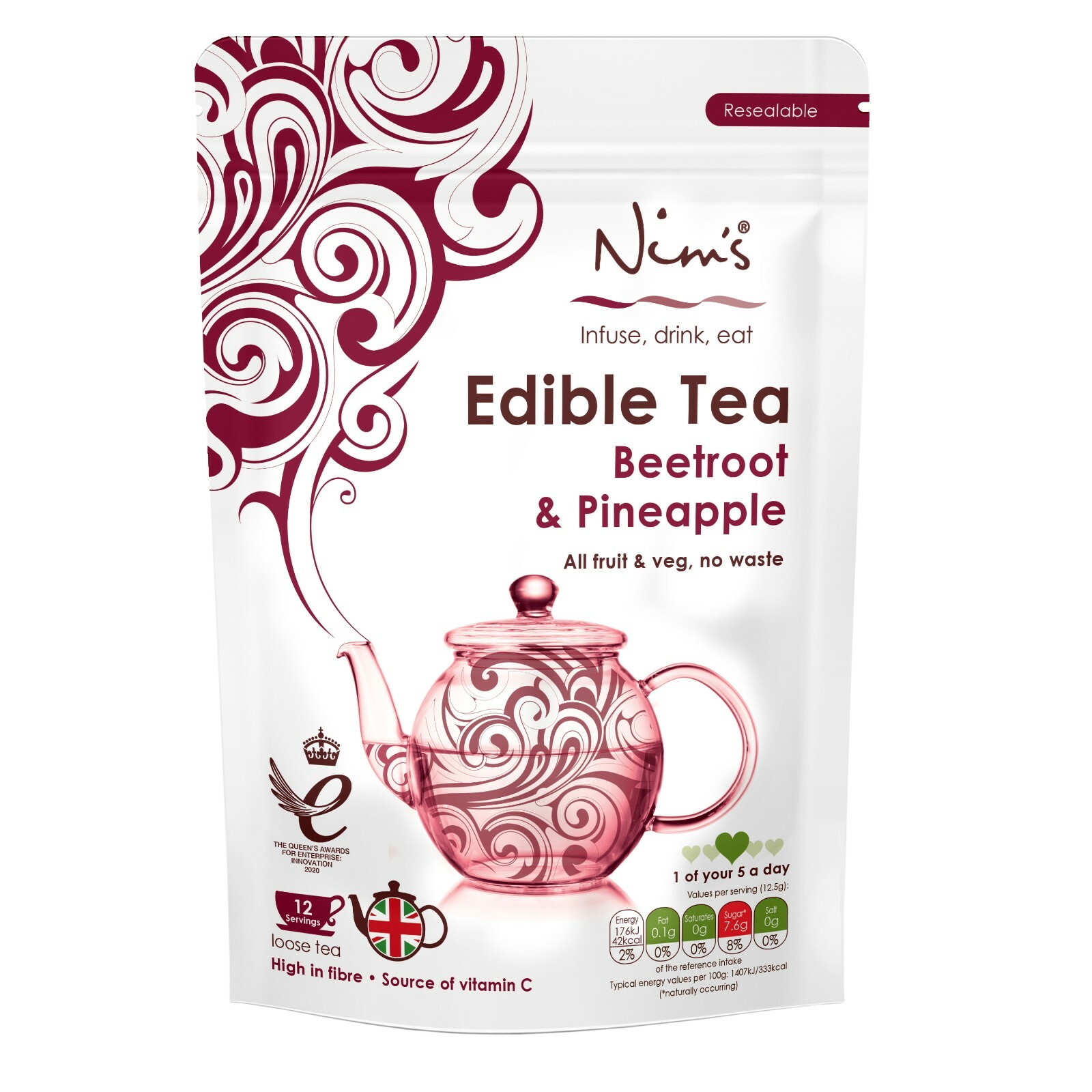 Nim’s Edible Fruit & Vegetable teas - Beetroot & Pineapple Loose Tea