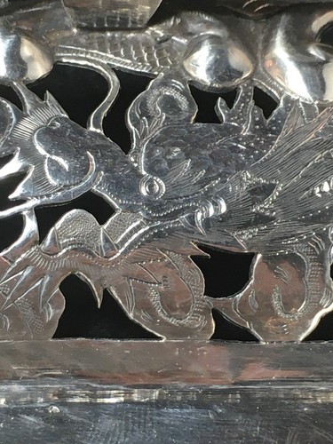 Chinese Sterling Silver Pierced Dragon Basket Swing Handle Teh Ling Peking @1900 - Picture 7 of 12