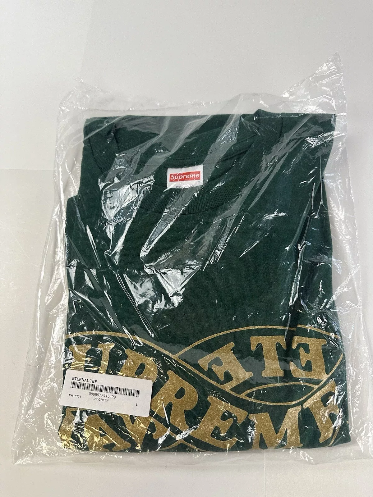 Tee shirt Supreme Eternal (FW18) vert foncé grand L NEUF