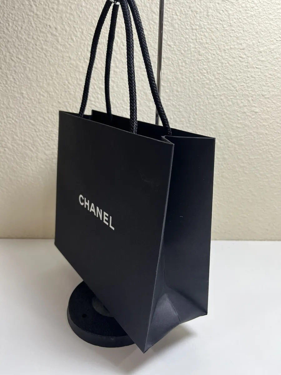 Authentic CHANEL Black Paper Gift Bag with Tissue-Size 8.5 X7.5 X 3.5