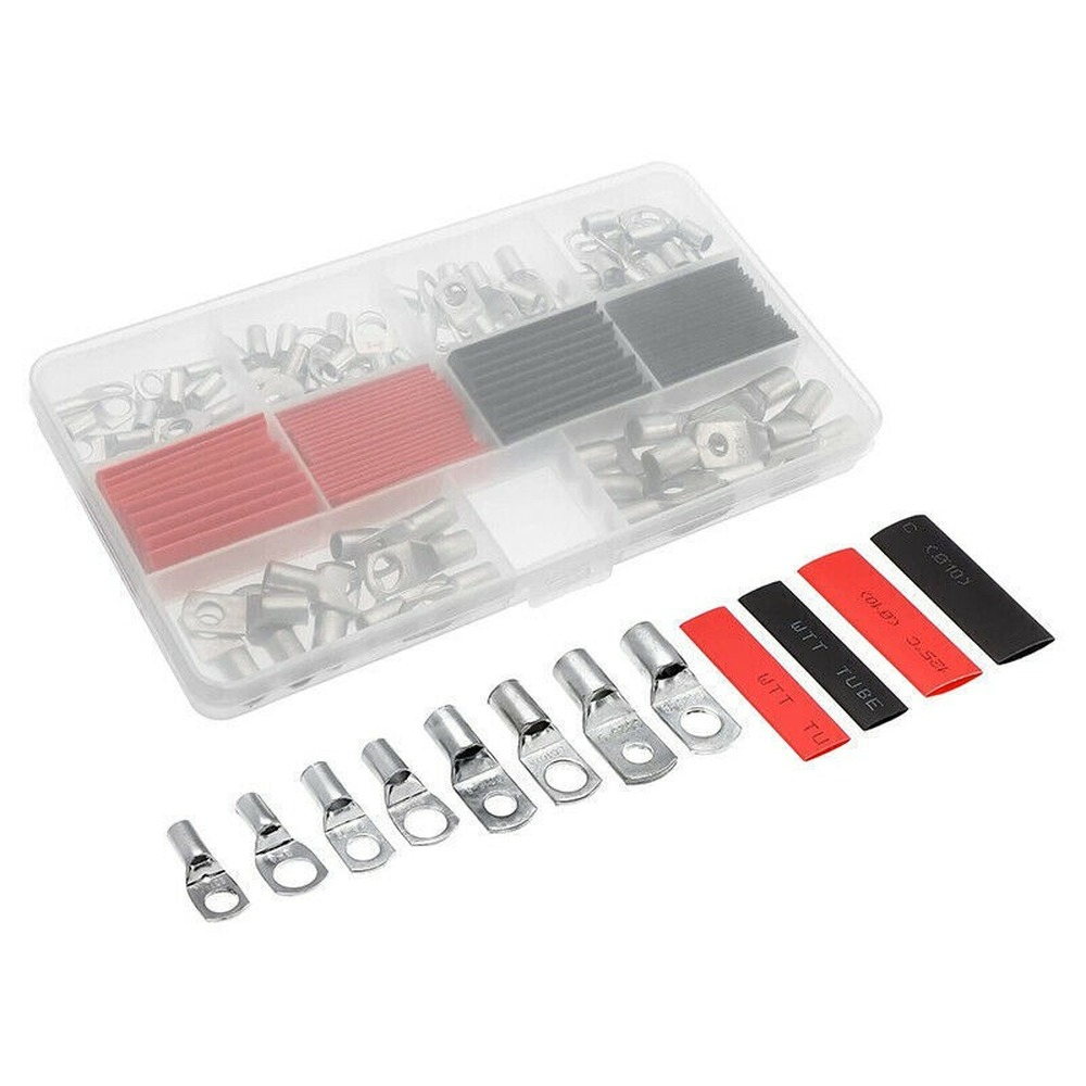 Wire Lugs 140-Piece Copper Ring Terminal Lug Kit - For Battery Welding, Crimping & Electrical Connections Battery Terminal Copper - Foto 6