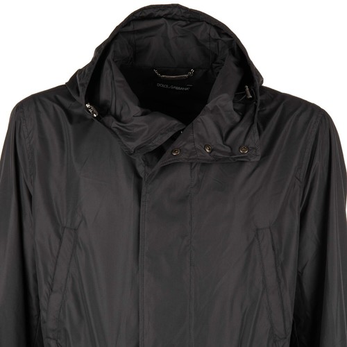 DOLCE & GABBANA Hooded Light Rain Parka Jacket w. Logo Black 11262 - Picture 6 of 7