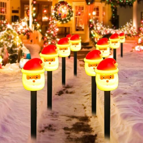 Christmas Solar Powered Lights, Pathway Markers Walkway Lights with Automatic