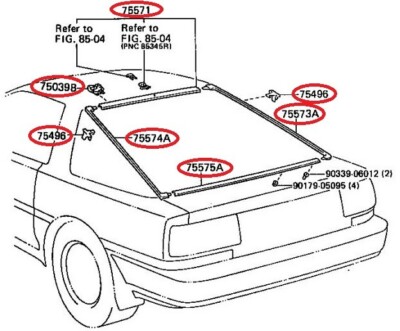 jza70　1104040 OEM TOYOTA SUPRA MK3 JZA70 Rear Grass Windshield Molding set