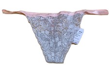 Frederick's of Hollywood Lace Mini G-String Thong Panty Pink Sliver Size M