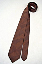 Neck Tie VTG Brown 50s 60s Art Deco Modern Design Brocade 54.5" x 3.25"