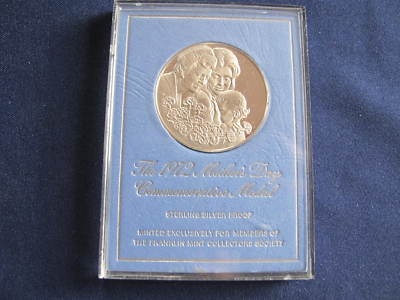 1972 Franklin Mint Mother's Day Commemorative Silver Art