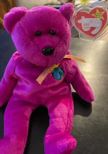 TY Millennium Bear Beanie Baby Con Errore 1999 Raro Nuovo Con Etichetta Millenium - Foto 6 di 10