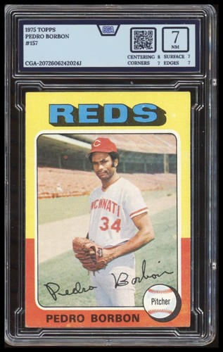 1975 Topps #157 Pedro Borbon Cincinnati Reds CGA 7 - Foto 1 di 2