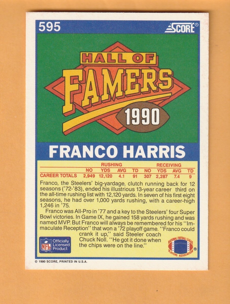 Franco Harris Pittsburgh Steelers 1990 Score #595 HOF Penn State