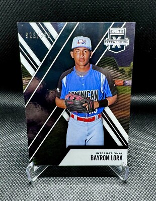 Bayron Lora 2017 Panini Elite Extra Edition #179 Rangers First Rookie 928/999