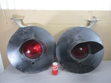 2 Vintage Raco Red Lens Rail Road Signal Lights RR Crossing Traffic Light Signal